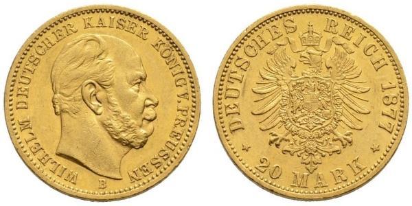 20 Mark 普魯士王國 (1701 - 1918) 金 威廉一世 (德国)