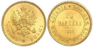 20 Mark 芬兰大公国 (1809 - 1917) / 俄罗斯帝国 (1721 - 1917) 金 亚历山大三世 (俄国) (1845 -1894)