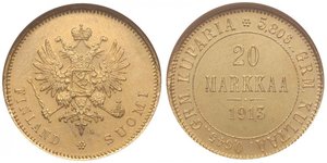 20 Mark 芬兰大公国 (1809 - 1917) / 俄罗斯帝国 (1721 - 1917) 金 亚历山大三世 (俄国) (1845 -1894)