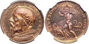 20 Mark 巴伐利亞王國 (1806 - 1918) 銅 路德维希三世 (巴伐利亚) (1845 – 1921)