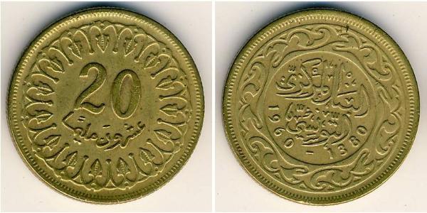 20 Millieme Tunisie Laiton 