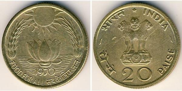 20 Paisa Indien (1950 - ) Bronze/Aluminium 