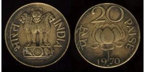 20 Paisa Inde (1950 - ) Laiton 