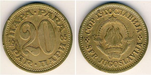20 Para República Federativa Socialista de Yugoslavia (1943 -1992) Cobre/Zinc 