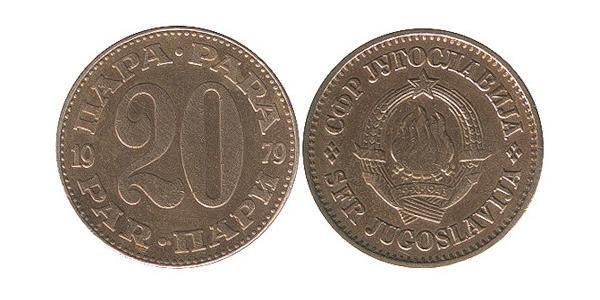 20 Para Socialist Federal Republic of Yugoslavia (1943 -1992) Copper/Zinc 