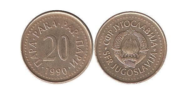 20 Para République fédérative socialiste de Yougoslavie (1943 -1992) Cuivre/Zinc 