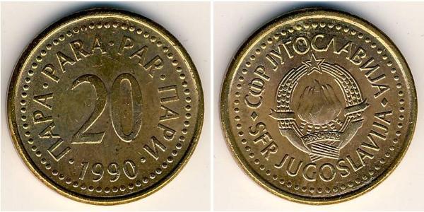 20 Para Repubblica Socialista Federale di Jugoslavia (1943 -1992) Rame/Zinco 