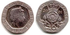 20 Penny Feriind Kiningrik (1922-) Cuivre/Nickel Elizabeth II (1926-2022)