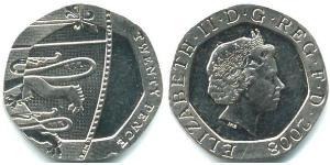 20 Penny Feriind Kiningrik (1922-) Cuivre/Nickel Elizabeth II (1926-2022)