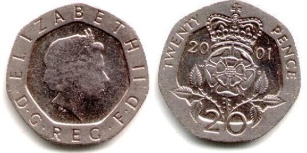 20 Penny Feriind Kiningrik (1922-) Cuivre/Nickel Elizabeth II (1926-2022)