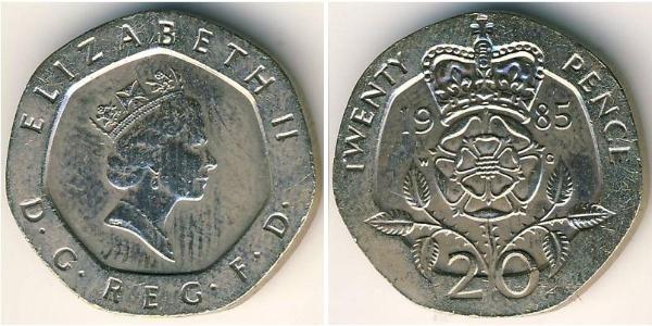 20 Penny Reino Unido (1922-)  Isabel II (1926-2022)