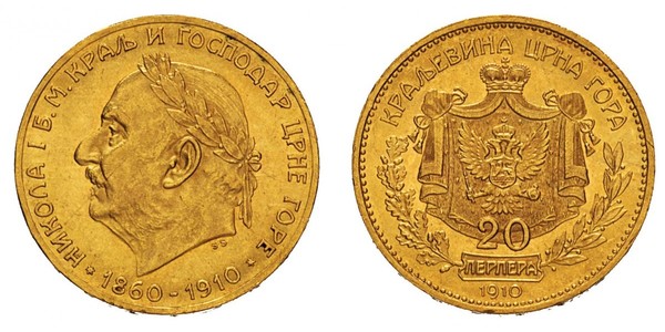 20 Perper  Montenegro Gold Nicholas I of Montenegro