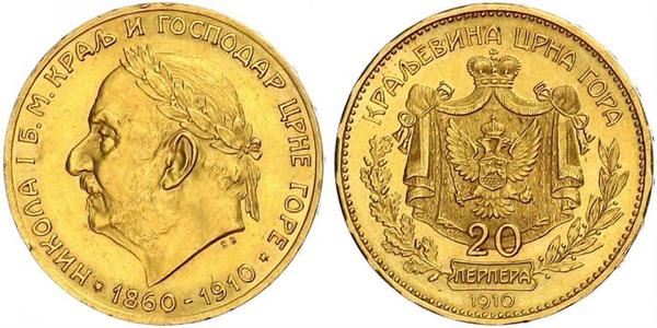 20 Perper  Montenegro Gold Nicholas I of Montenegro