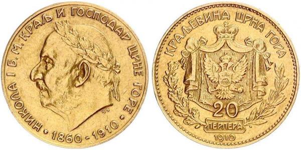 20 Perper  Montenegro Gold Nicholas I of Montenegro