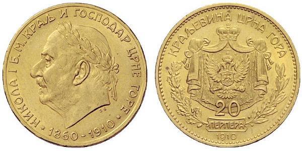 20 Perper  Montenegro Gold Nicholas I of Montenegro