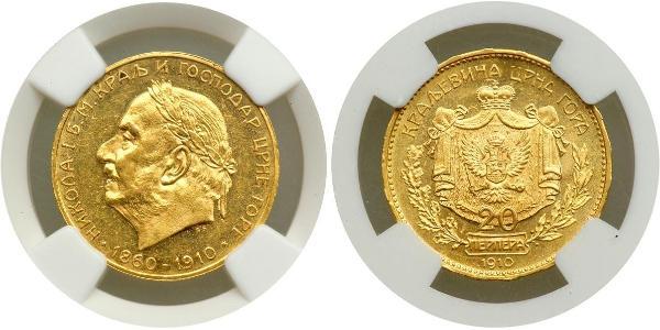 20 Perper  Montenegro Oro Nicola I del Montenegro