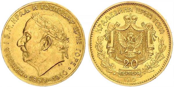 20 Perper  Чорногорія Золото Нікола I Петрович