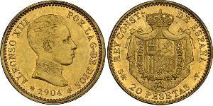 20 Peseta Kingdom of Spain (1874 - 1931) Gold Alfonso XIII of Spain (1886 - 1941)