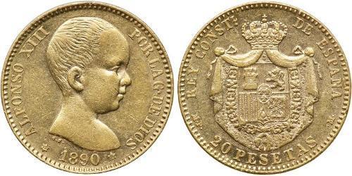 20 Peseta Kingdom of Spain (1874 - 1931) Gold Alfonso XIII of Spain (1886 - 1941)