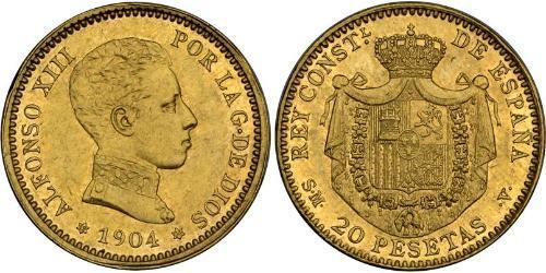 20 Peseta Kingdom of Spain (1874 - 1931) Gold Alfonso XIII of Spain (1886 - 1941)