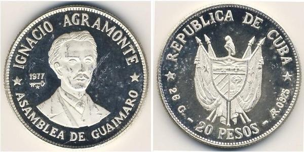 20 Peso Cuba Argent 