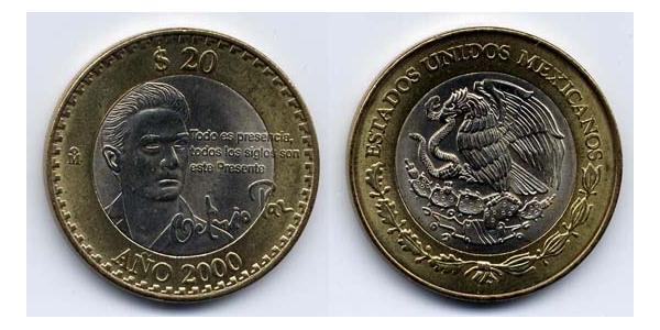 20 Peso Mexique (1867 - ) Bilame 