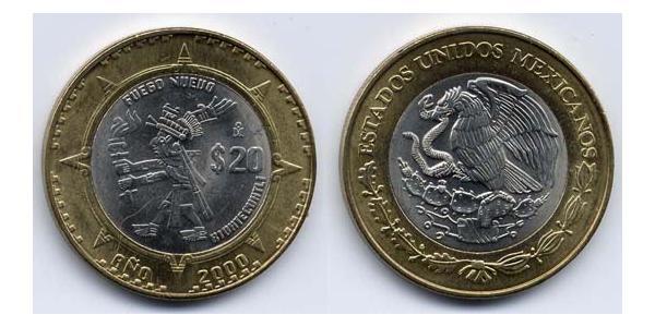 20 Peso 墨西哥 Bimetal 