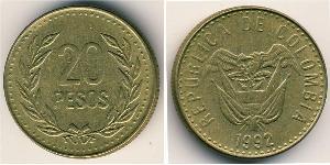 20 Peso Republic of Colombia (1886 - ) Copper/Aluminium 