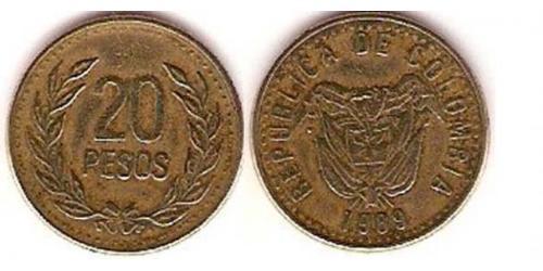 20 Peso Republic of Colombia (1886 - ) Copper/Nickel 