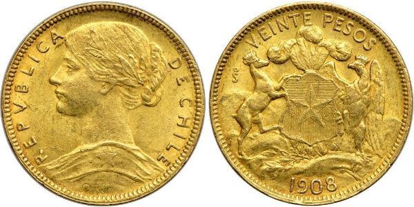 20 Peso Chile Gold 