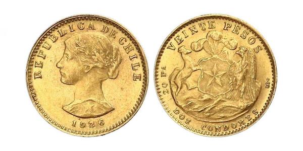 20 Peso Chile Gold 