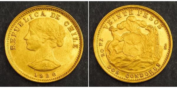 20 Peso Chile Gold 