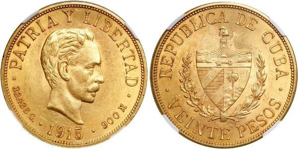 20 Peso Cuba Gold Jose Julian Marti Perez (1853 - 1895) 