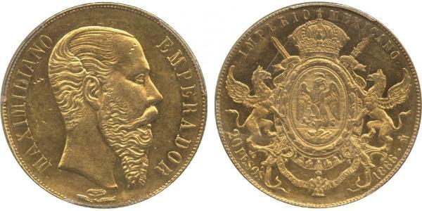 20 Peso Kaiserreich Mexiko (1864 - 1867) Gold Maximilian I of Mexico (1832 - 1867)