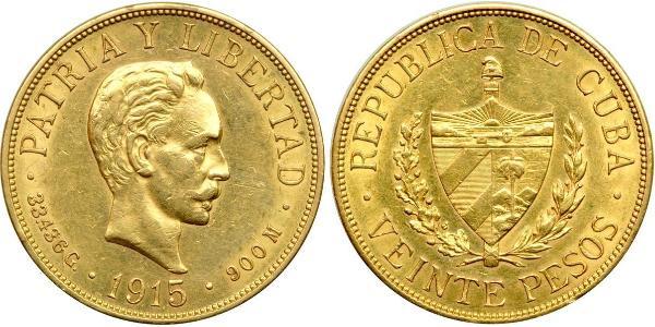 20 Peso Kuba Gold Jose Julian Marti Perez (1853 - 1895) 