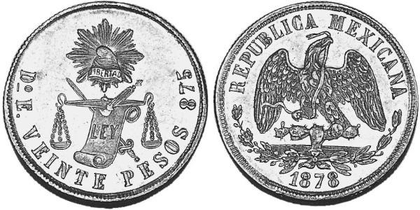 20 Peso Mexiko (1867 - ) Gold 