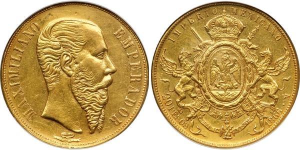 20 Peso Second Mexican Empire (1864 - 1867) Gold Maximilian I of Mexico (1832 - 1867)