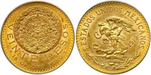 20 Peso United Mexican States (1867 - ) Gold 
