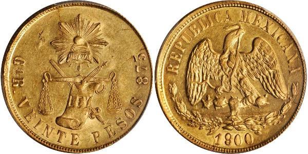 20 Peso United Mexican States (1867 - ) Gold 