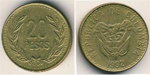 20 Peso Republik Kolumbien  (1886 - ) Kupfer/Aluminium 
