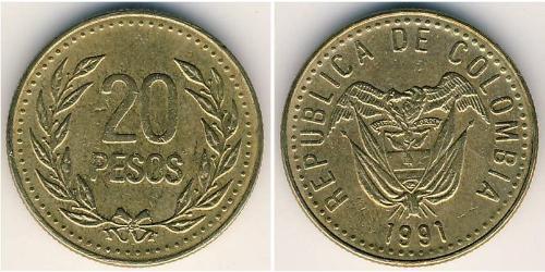 20 Peso Republik Kolumbien  (1886 - ) Kupfer/Aluminium 