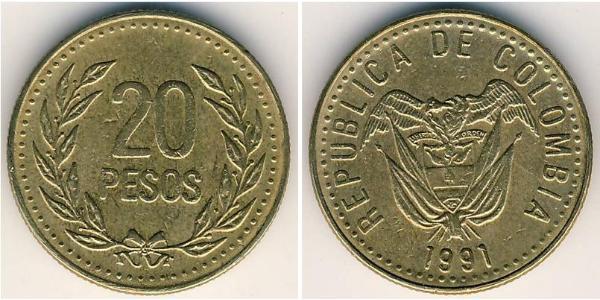 20 Peso Republik Kolumbien  (1886 - ) Kupfer/Aluminium 