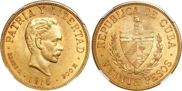 20 Peso Cuba Or Jose Julian Marti Perez (1853 - 1895) 