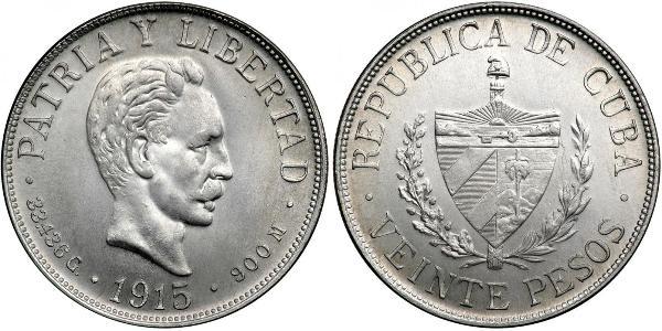 20 Peso Cuba Or Jose Julian Marti Perez (1853 - 1895) 