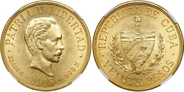 20 Peso Cuba Or Jose Julian Marti Perez (1853 - 1895) 