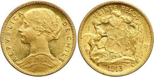 20 Peso Chile Oro 