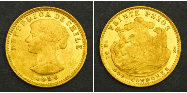 20 Peso Chile Oro 