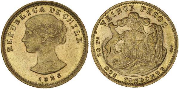 20 Peso Chile Oro 