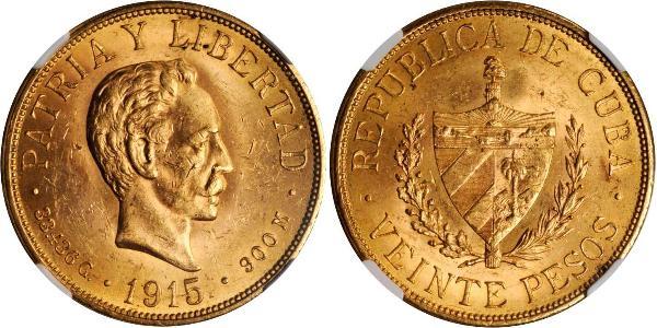 20 Peso Cuba Oro Jose Julian Marti Perez (1853 - 1895) 