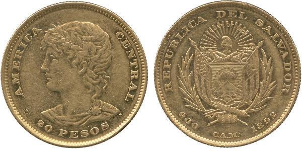 20 Peso El Salvador Oro 